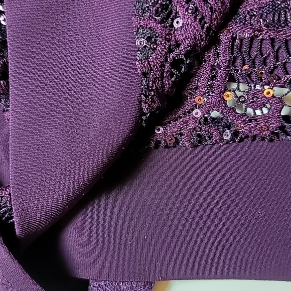 R&M Richards Dress & Jacket Sequins lace plum stretch sz 14 evening coquette - Picture 16 of 16